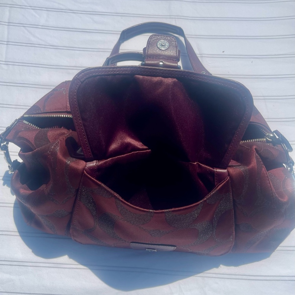 Coach Campbell Signature Metallic Belle Carryall Bag - Bordeaux - Picture 15 of 15